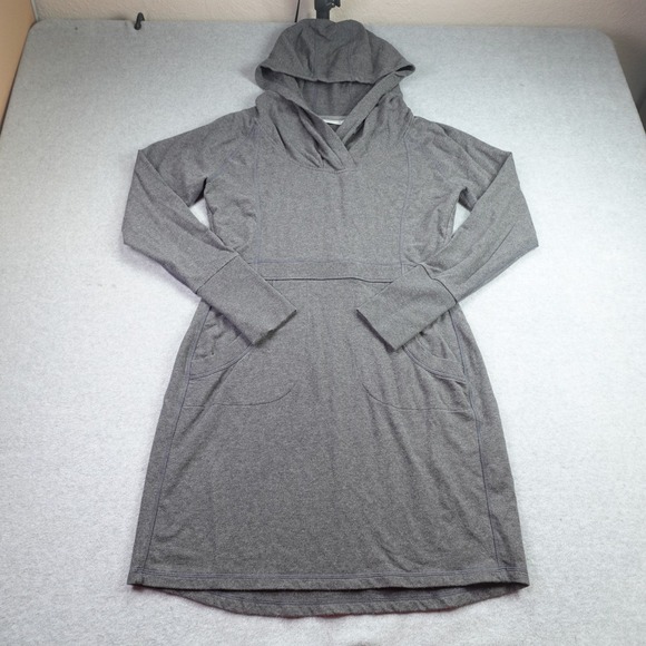 Athleta Dresses & Skirts - Athleta Hoodie Dress Womens MP Gray Sporty Long Sleeve Thumbhole Pocket